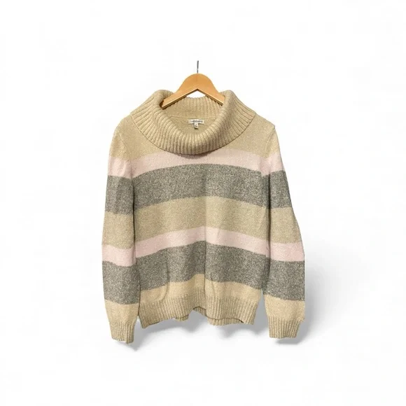 Croft & Barrow Women's Cowl Neck Sweater - Cream, Gray, Pink - Picture 2 of 3